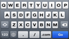 iPhone keyboard including a .com button