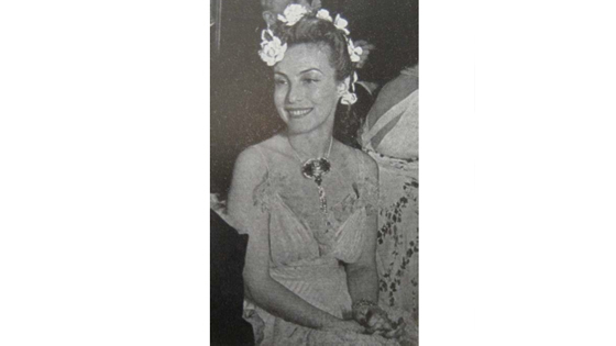 Aim�e de Heeren with a friend at the Circus Ball given by Lady Mendl and wearing one of the first dresses made by Christian Dior